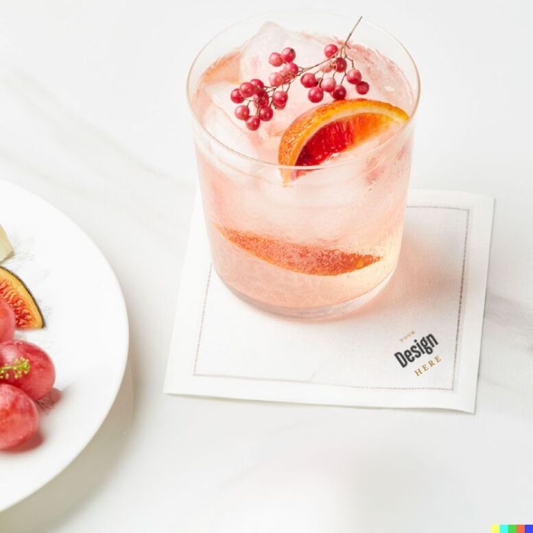 Cocktail White Custom Printed Cotton Napkins